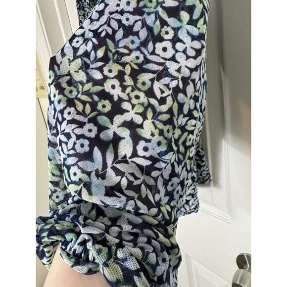 Madison & Berkeley Floral Baby Doll Top Empire Waist Ruched Tie Fairy M Bloom - Picture 6 of 7